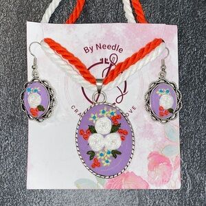 Needles Purple and Silver Floral Earrings